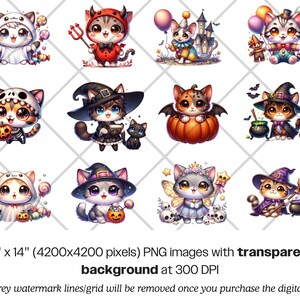 Halloween Cats PNG Bundle · Spooky Witchy Funny Cat Clipart image 9