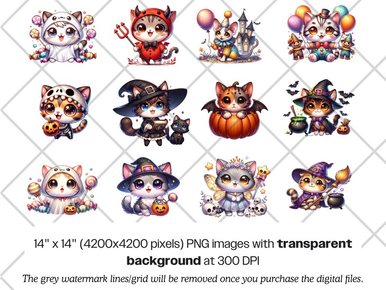 Halloween Cats PNG Bundle · Spooky Witchy Funny Cat Clipart image 9
