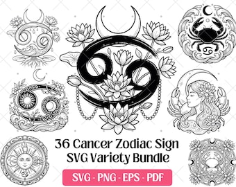 Krebs SVG Bundle · Sternzeichen Celestial Crab Clipart PNG · Cricut