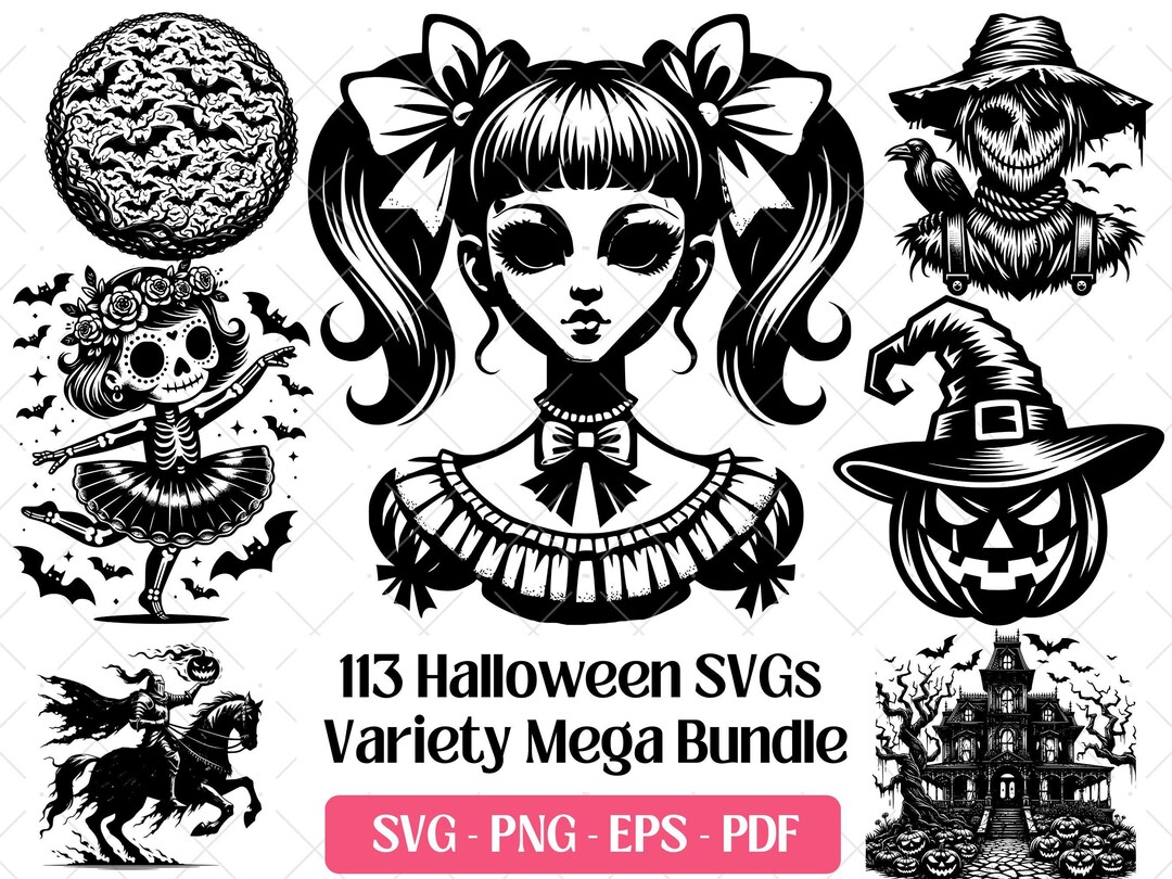 Halloween SVG Bundle · Spooky Gothic Horror Dark Clipart PNG · Cricut ...