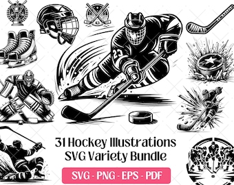 Hockey SVG Bundle · Sport Player Goalie Ice Clipart PNG · Cricut Files