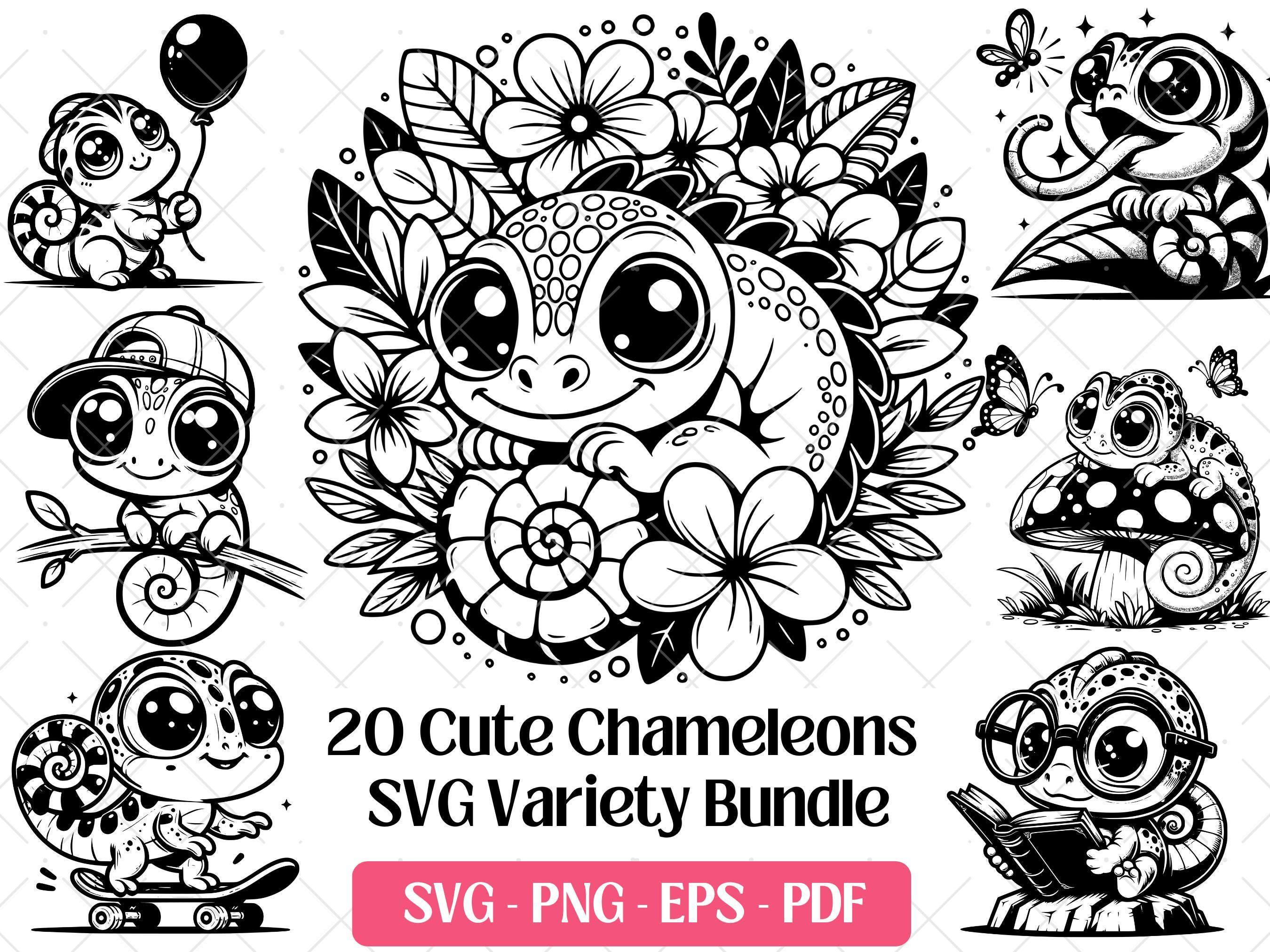 Chameleon SVG Bundle · Reptile Lizard Tropical Clipart PNG · Cricut - Etsy
