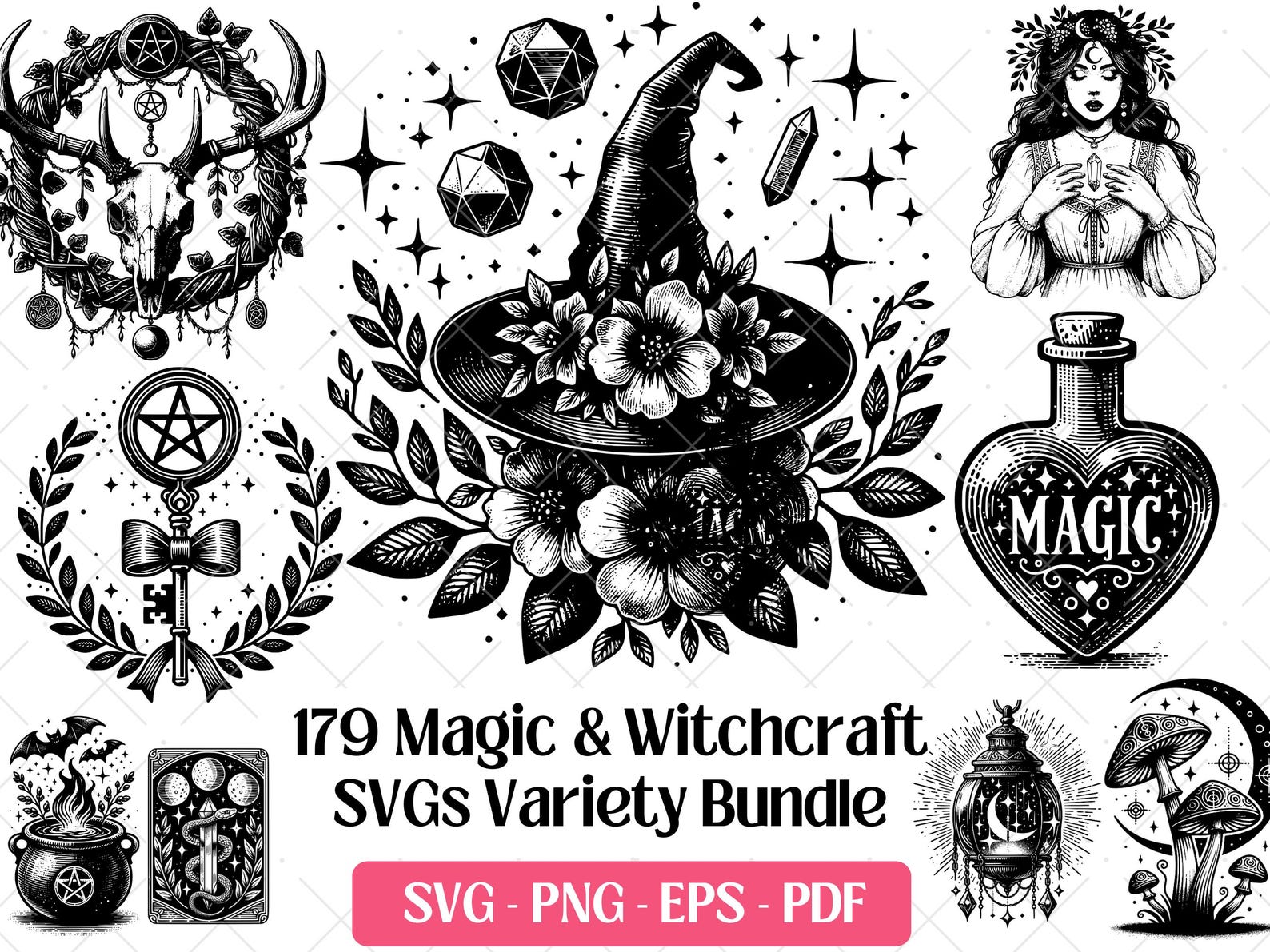 Witchcraft SVG Bundle · Gothic Wiccan Pagan Celestial Magic Witchcraft ...