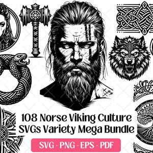 Viking SVG-bundel · Noorse mythologie Warrior Rune clipart-png · Cricut
