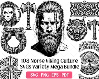 Viking SVG Bundle · Norse Mythology Warrior Rune Clipart PNG · Cricut