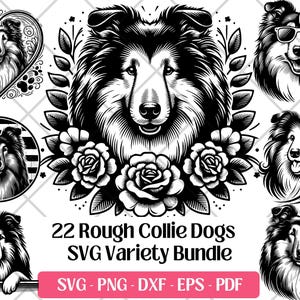 Rough Collie SVG-paket · Herding Lassie Dog Clipart PNG · Cricut