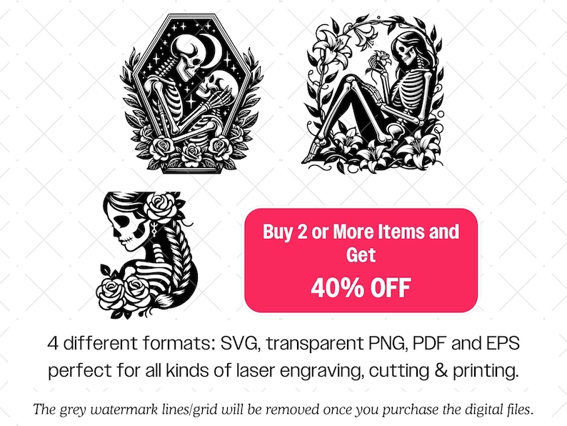 Skelett Liebhaber SVG Bundle · Gothic Schädel Clipart PNG · Cricut Dateien Bild 10
