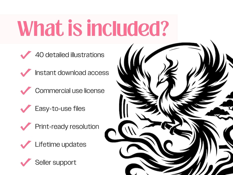Paquete de archivos SVG de Phoenix · Imágenes prediseñadas PNG del ave de fuego mitológica · Archivos para Cricut imagen 11