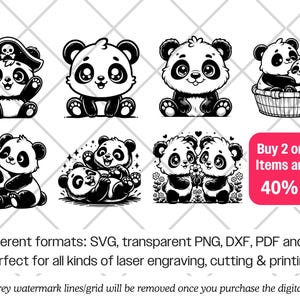 Panda SVG Bundle · Whimsical Funny Cartoon Giant Clipart PNG · Cricut image 10