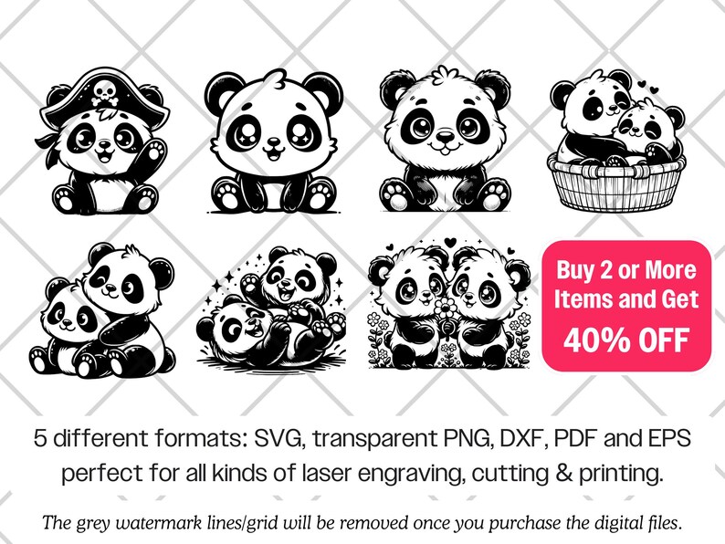 Panda SVG Bundle · Whimsical Funny Cartoon Giant Clipart PNG · Cricut image 10