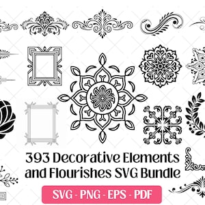 Flourish SVG Bundle · Ornate Frame Divider Clipart PNG · Cricut Files