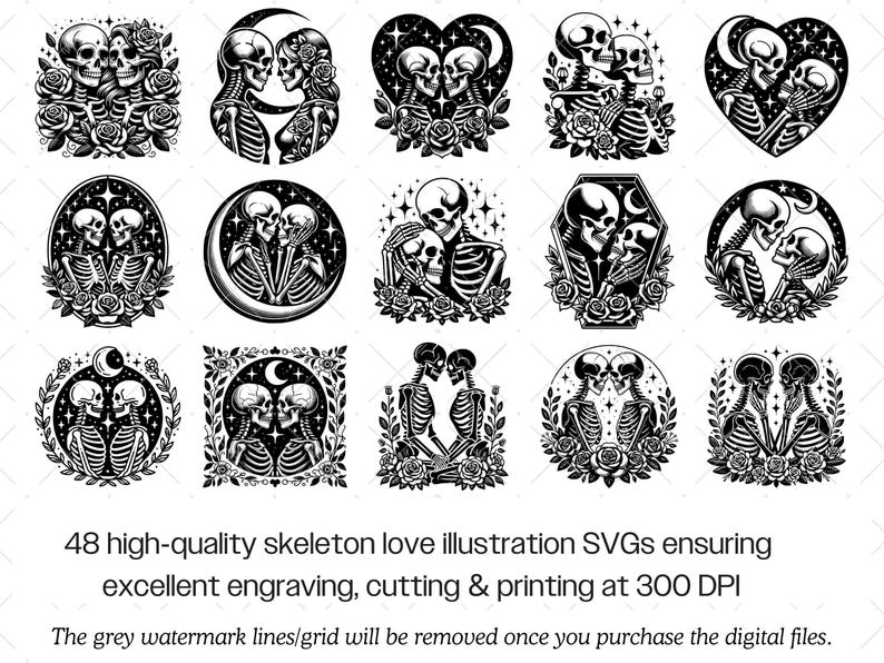 Skelett Liebhaber SVG Bundle · Gothic Schädel Clipart PNG · Cricut Dateien Bild 3