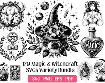 Witchcraft SVG Bundle · Gothic Wiccan Pagan Clipart PNG · Cricut Files