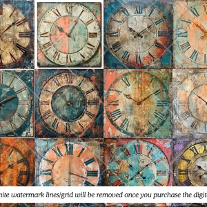 Ensemble PNG de cadrans d'horloge vintage · Clipart de scrapbooking grunge image 5