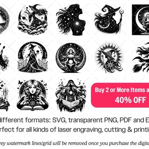 Witch SVG Bundle · Wiccan Pagan Witchcraft Clipart PNG · Cricut Files image 10