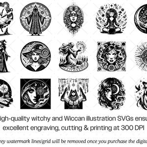 Witch SVG Bundle · Wiccan Pagan Witchcraft Clipart PNG · Cricut Files image 3