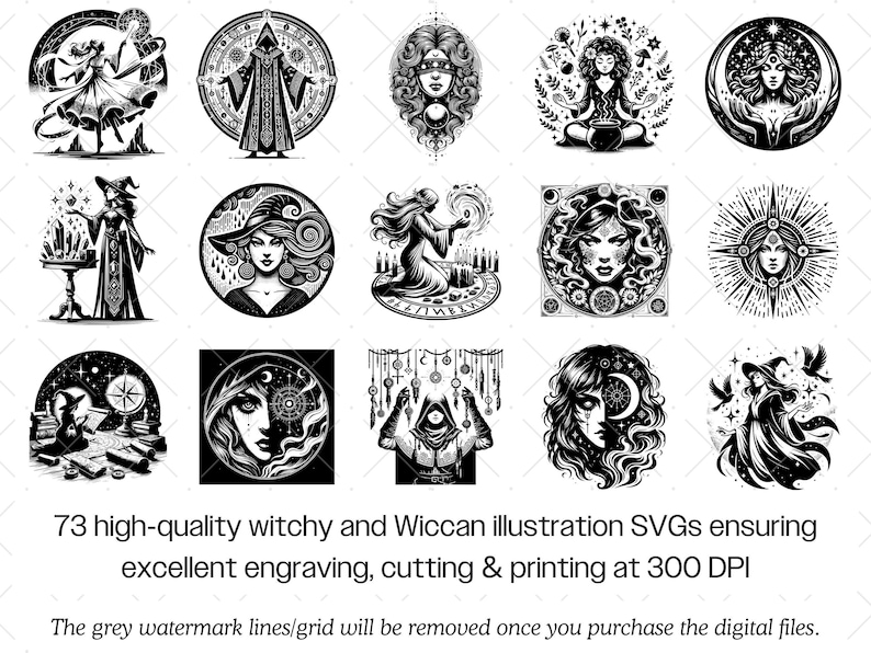 Witch SVG Bundle · Wiccan Pagan Witchcraft Clipart PNG · Cricut Files image 3