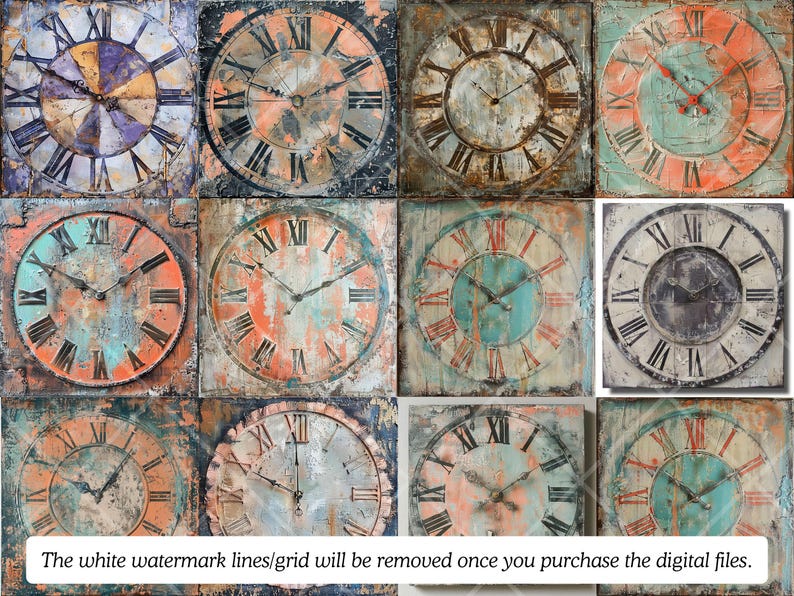 Ensemble PNG de cadrans d'horloge vintage · Clipart de scrapbooking grunge image 6
