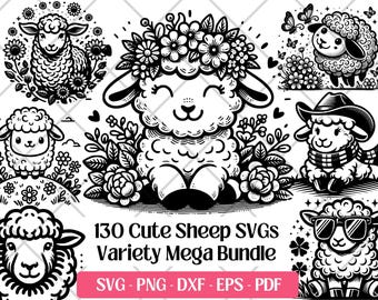 Sheep SVG Bundle · Farm Animal Wool Lamb Clipart PNG · Cricut Files