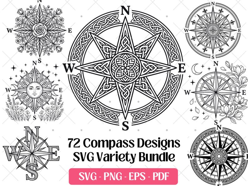 Compass SVG Bundle · Vintage Nautical Travel Clipart PNG · Cricut - Etsy