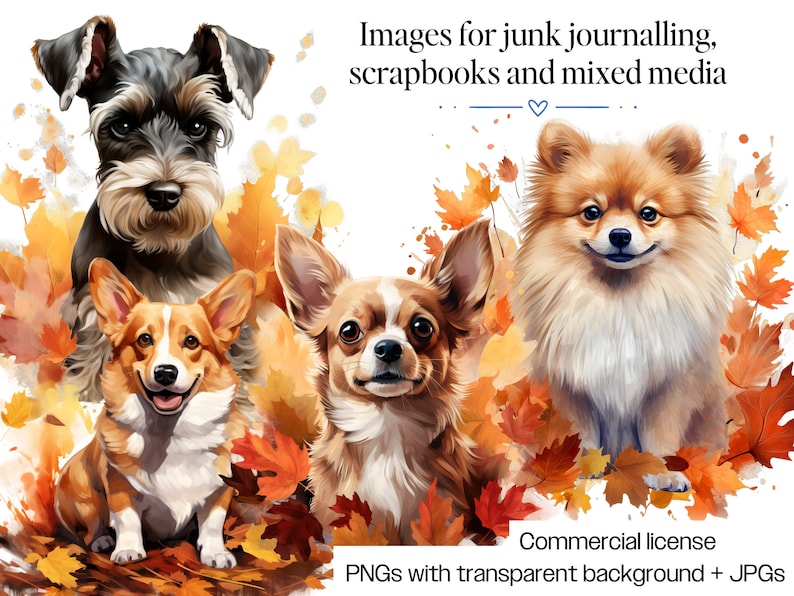 Dogs in the Fall 404 Dogs Clipart Bundle Watercolor Puppy and Dog PNG for Sublimation, 111 Breeds Dog Designs Digital Download Print Art Bild 4