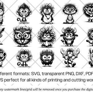 Paquete de archivos SVG de animales de dibujos animados divertidos · Imágenes prediseñadas PNG originales · Archivos para Cricut imagen 9