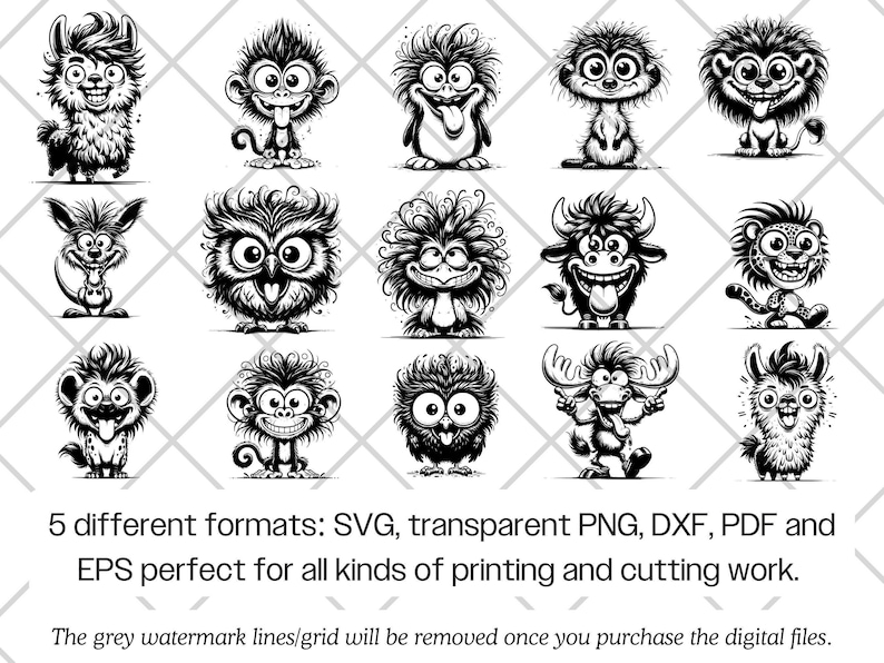 Paquete de archivos SVG de animales de dibujos animados divertidos · Imágenes prediseñadas PNG originales · Archivos para Cricut imagen 9