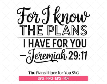 Jeremia 29 11 SVG · Christliche Bibel Vers Clipart PNG · Cricut Dateien