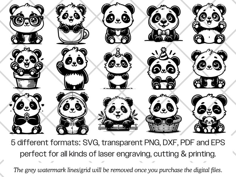 Panda SVG Bundle · Whimsical Funny Cartoon Giant Clipart PNG · Cricut image 7