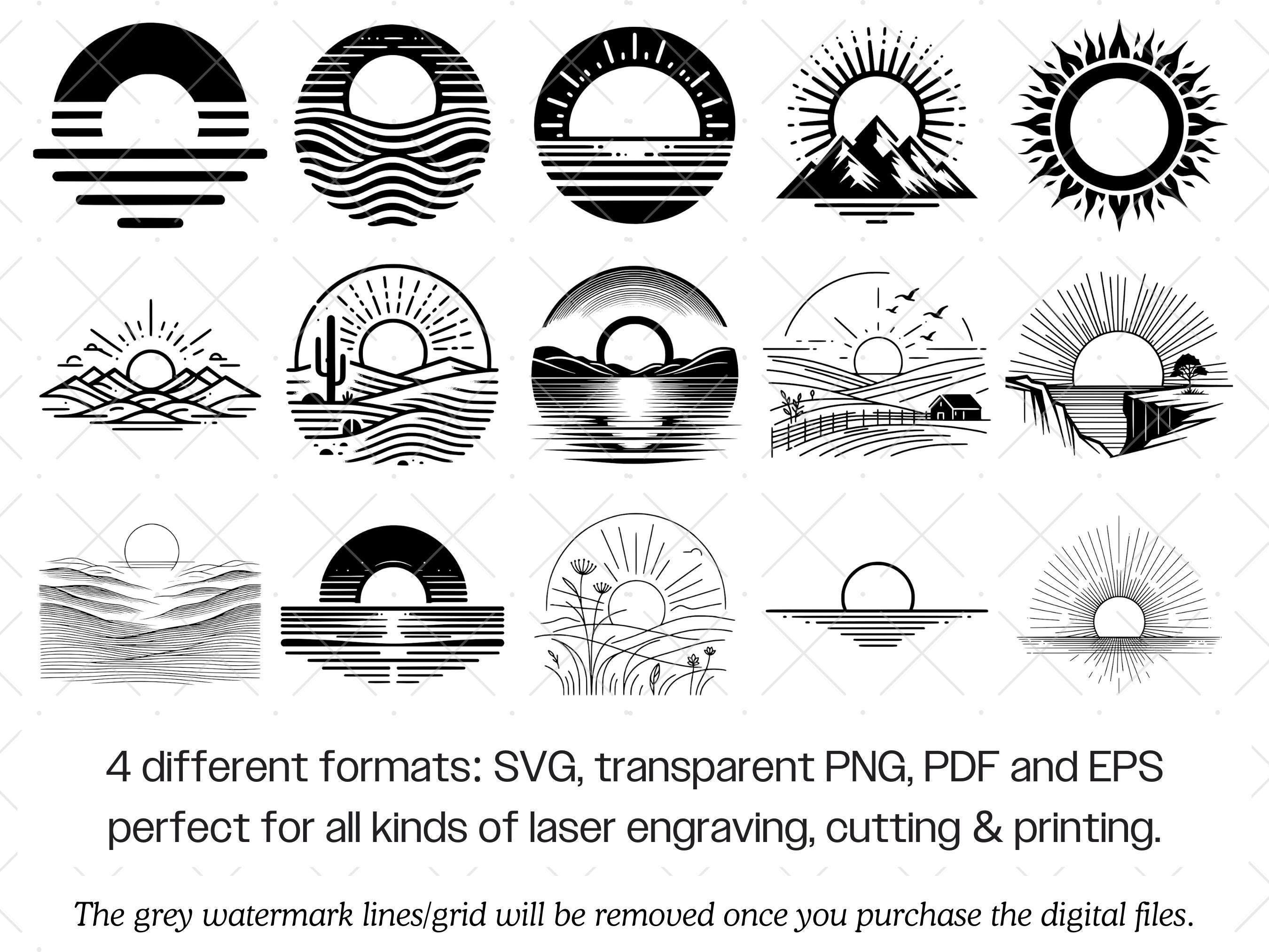 Sunrise SVG Bundle · Boho Sun Nature Sky Clipart PNG PDF · Cricut Laser ...