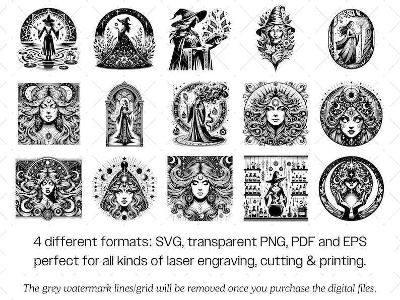 Witch SVG Bundle · Wiccan Pagan Witchcraft Clipart PNG · Cricut Files image 8