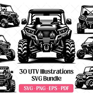 Paquete de archivos SVG para UTV · Imágenes prediseñadas PNG de vehículos todoterreno tipo side-by-side · Archivos para Cricut