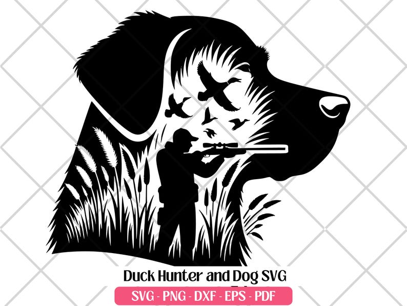 Duck Hunting Dog SVG · Silhouette Wildlife Hunter Retriever Duck Design ...