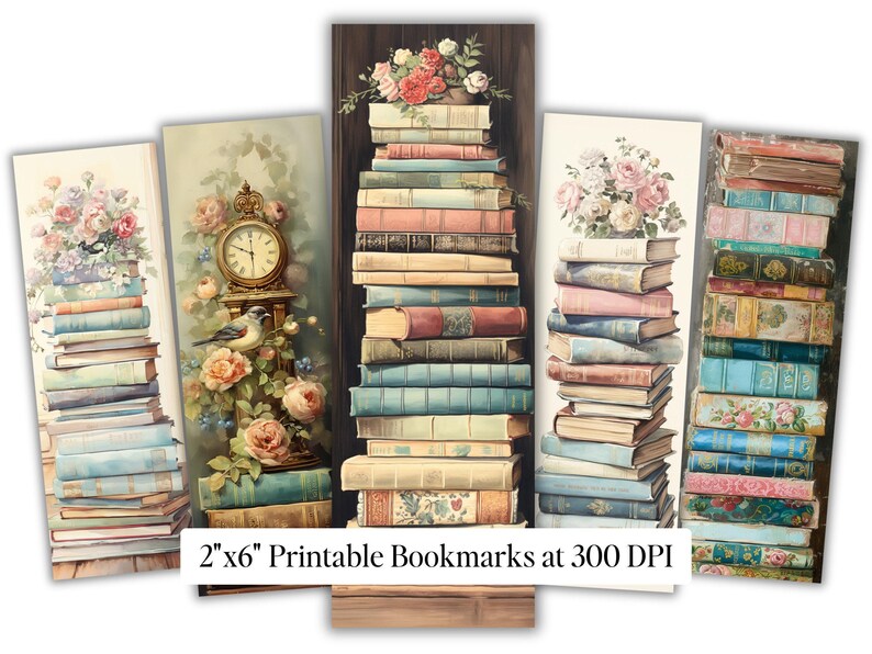 Lot de livres vintage, Pile de SVG · Clipart de journal de lecteur image 6