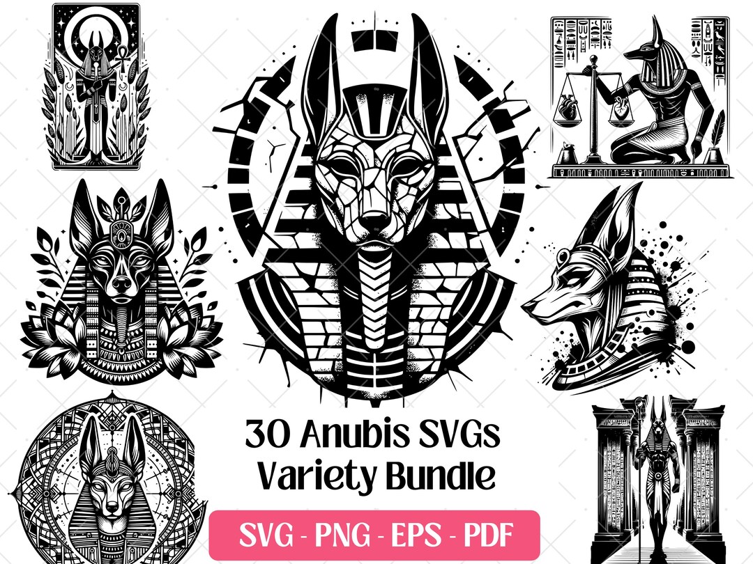 Anubis SVG Bundle Cutting Laser Engraving Files, Egyptian God Mythology ...
