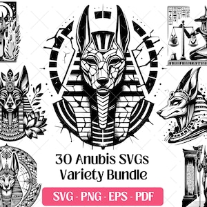 Anubis SVG Bundle Cutting Laser Engraving Files, Egyptian God Mythology Clipart PNG Silhouette Sublimation Design, Anubis Vector Symbol Icon