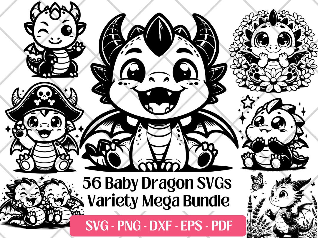Baby Dragon SVG Bundle • Funny Clipart PNG PDF Cricut Laser Engraving ...