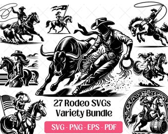 Rodeo SVG Bundle · Cowboy Cowgirl Western Ranch Clipart PNG · Cricut