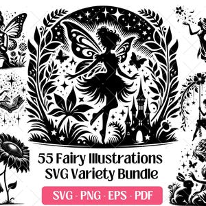 Fee Silhouette SVG-Bundle · Magische Fantasie Clipart PNG · Cricut