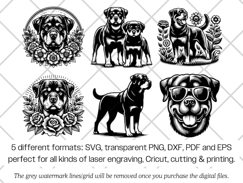 Rottweiler SVG Bundle · Rottie Guard Dog Clipart PNG · Cricut Files ...