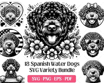 Spanish Water Dog SVG Bundle · Herding Dog Clipart PNG · Cricut Files