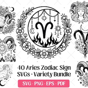 Widder SVG Bundle · Sternzeichen Celestial Clipart PNG · Cricut Dateien