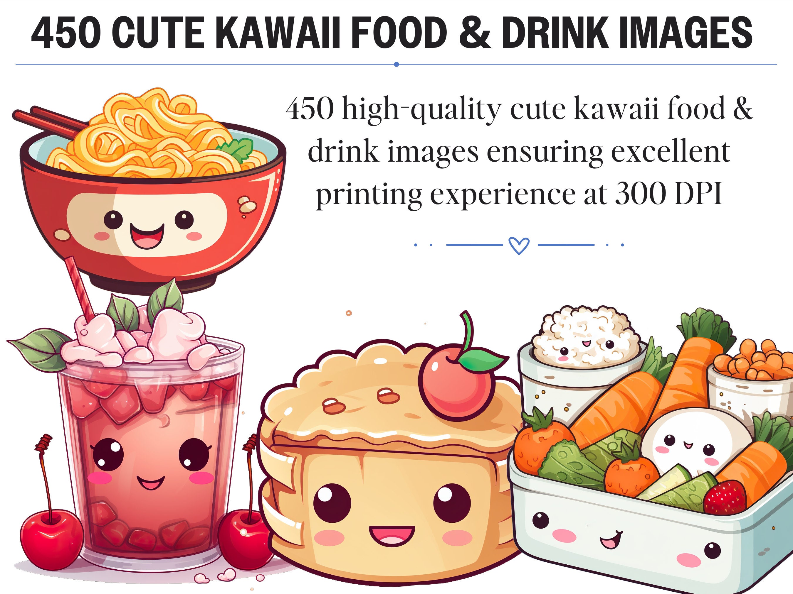 450 Kawaii Food & Drinks Clipart, PNG Prints (digital Download) - Etsy