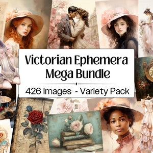 Victorian Ephemera Vintage Junk Journal Kit,Victorian Ladies  Scrapbooking Pages, Printable Ephemera Pack Collage Sheets, Scrapbook Supplies