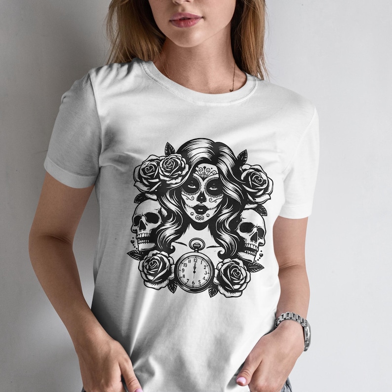 Sugar Skull SVG Bundle · Day of the Dead Mexican Clipart PNG · Cricut image 6