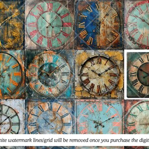 Ensemble PNG de cadrans d'horloge vintage · Clipart de scrapbooking grunge image 8