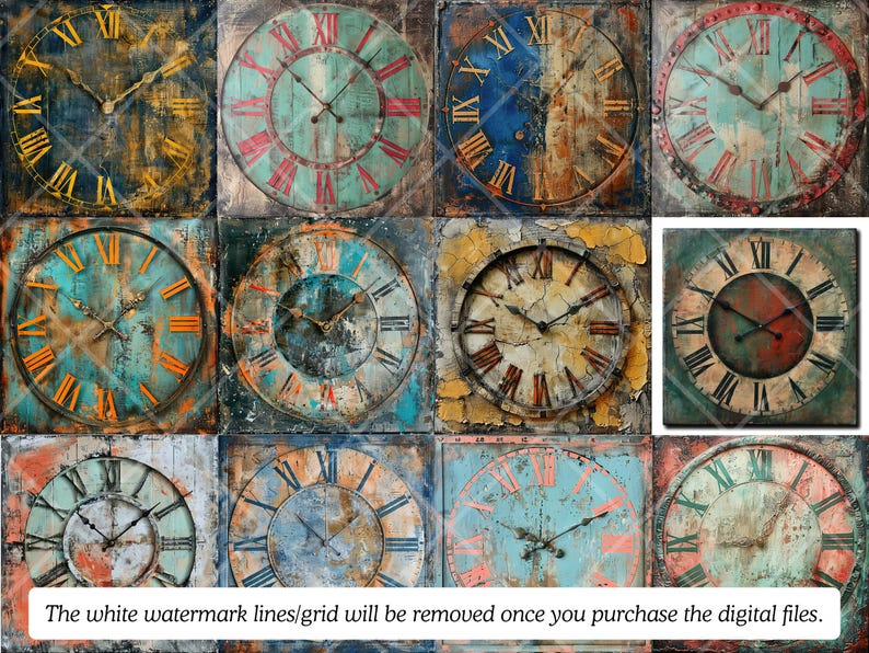 Ensemble PNG de cadrans d'horloge vintage · Clipart de scrapbooking grunge image 8
