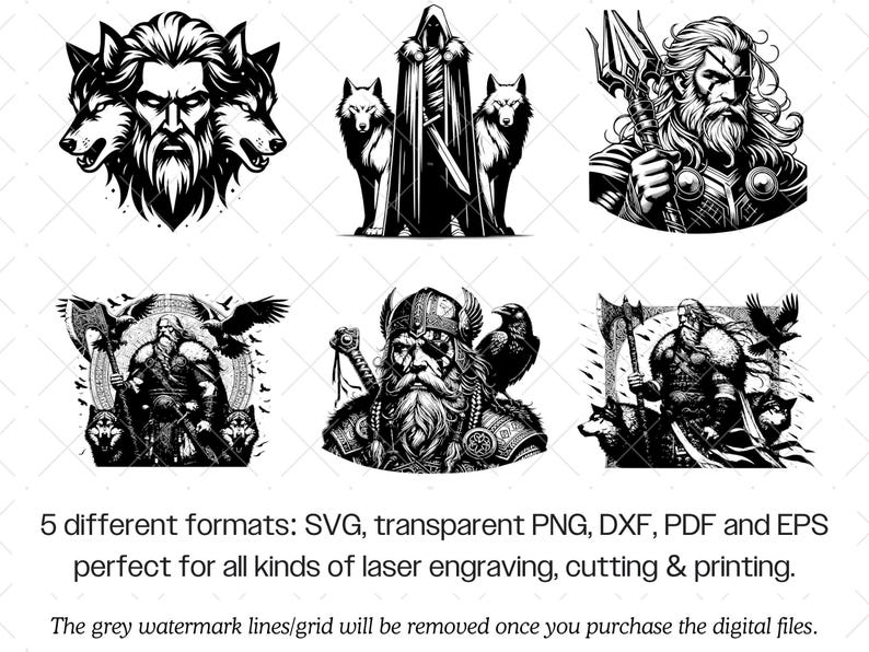 Odin SVG Bundle · Viking Norse Mythology God Clipart PNG · Cricut image 7
