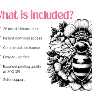 Bi SVG-paket · Blommig honungsbi honung natur Clipart PNG · Cricut bild 10