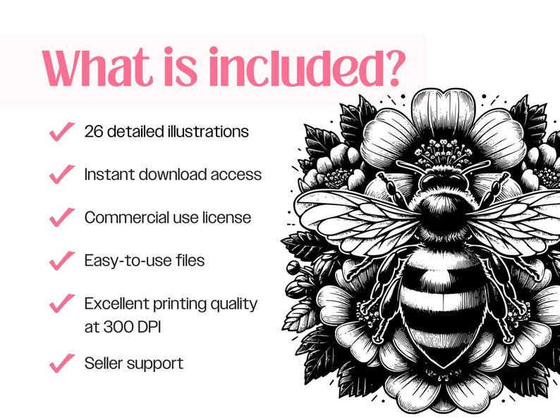 Bi SVG-paket · Blommig honungsbi honung natur Clipart PNG · Cricut bild 10